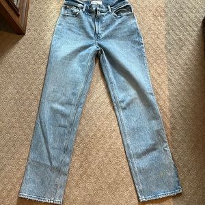 Abercrombie split hem ultra high rise straight jean.